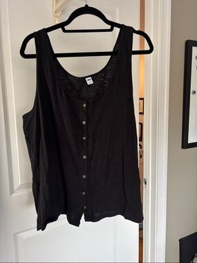 Old Navy Black Button-Front Tank Top